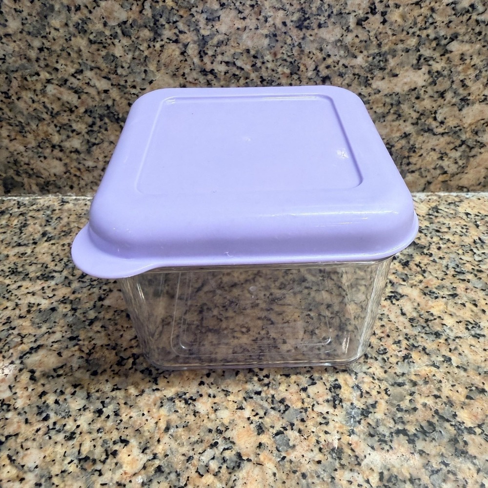VTG Pottery‎ Barn Kids Purple Snack Container Square Plastic Box w/ Lid Reusable
